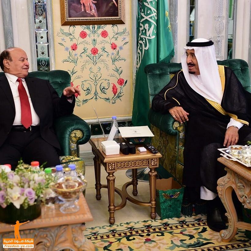 شاهد الصور : الرئيس هادي يلتقي الملك سلمان بمكة