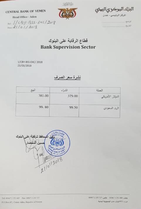 البنك المركزي اليمني يضع ضوابط جديدة لصرف العملة  (صورة)